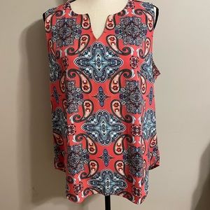 Paisley Print Sleeveless Blouse